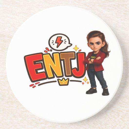 ENTJ — A Conquistadora Visionária Zandsteen Onderzetter (Voorkant)