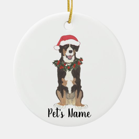 Entlebucher Berghond Kerstmis Keramisch Ornament (Voorkant)