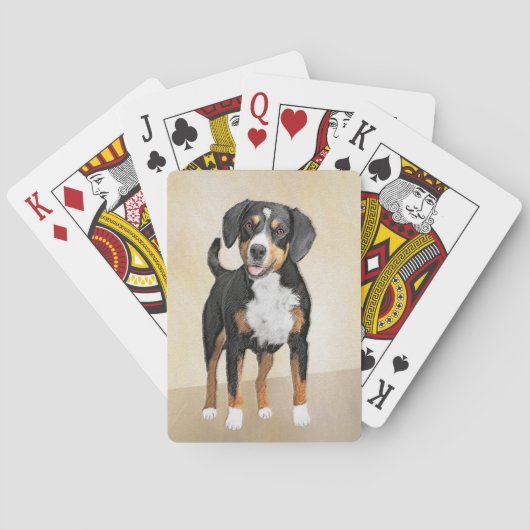 Entlebucher Berghond Schilderij - Originele Kunst Pokerkaarten (Achterkant)