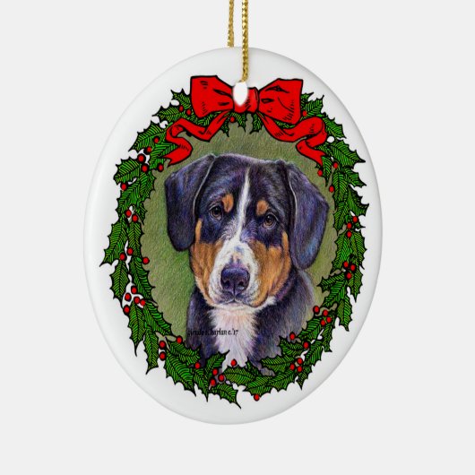 Entlebucher Mountain Dog Art van Glenda Harlan Keramisch Ornament (Rechts)