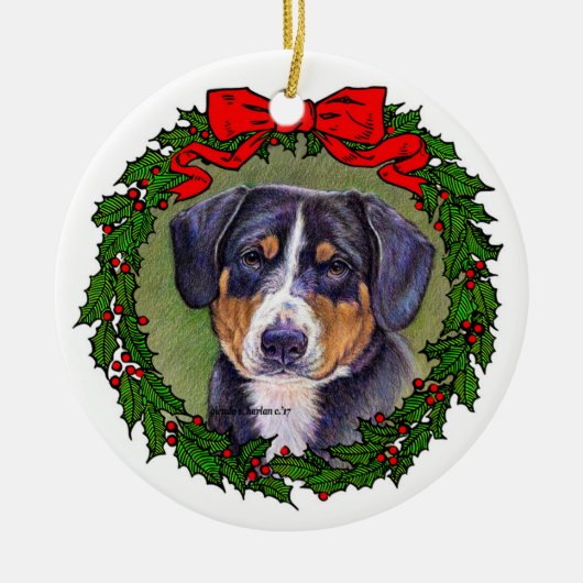 Entlebucher Mountain Dog Art van Glenda Harlan Keramisch Ornament (Voorkant)