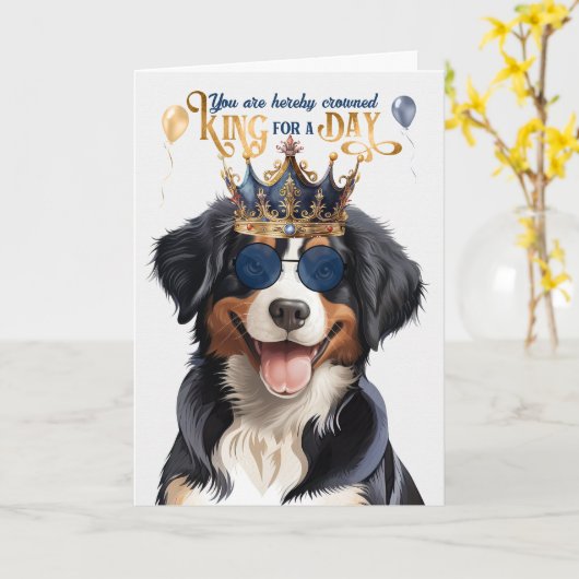 Entlebucher Mountain Dog King Grappige Verjaardag Kaart (Gele Bloem)