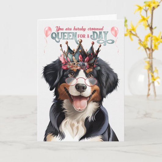 Entlebucher Mountain Dog Koningin Grappige Verjaar Kaart (Gele Bloem)