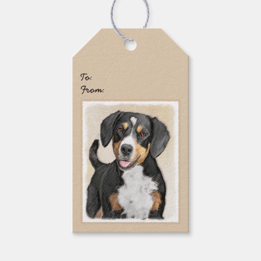 Entlebucher Mountain Dog schilderen - Originele ku Cadeaulabel (Voorkant)