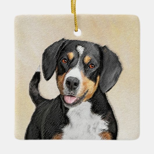 Entlebucher Mountain Dog schilderen - Originele ku Keramisch Ornament (Voorkant)
