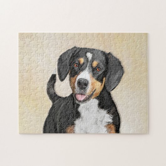 Entlebucher Mountain Dog schilderen - Originele ku Legpuzzel (Horizontaal)