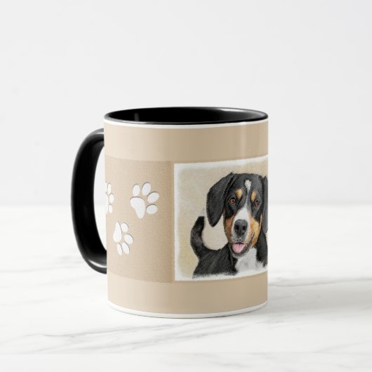Entlebucher Mountain Dog schilderen - Originele ku Mok (Voorkant links)