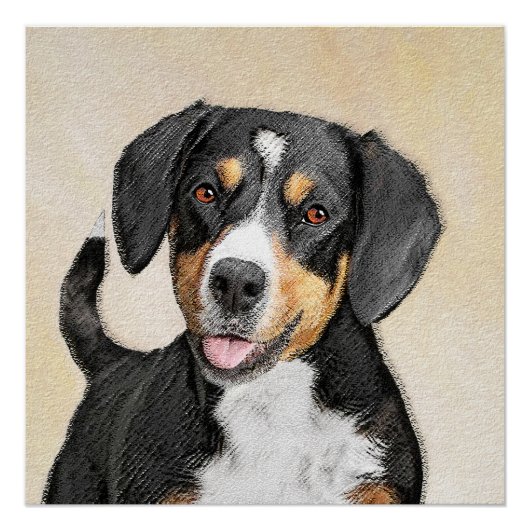 Entlebucher Mountain Dog schilderen - Originele ku Perfect Poster (Voorkant)