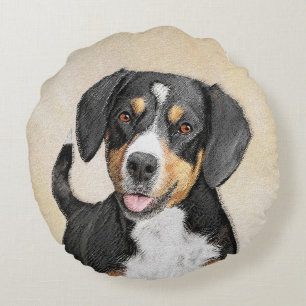 Entlebucher Mountain Dog schilderen - Originele ku Rond Kussen