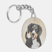 Entlebucher Mountain Dog schilderen - Originele ku Sleutelhanger (Voorkant Links)