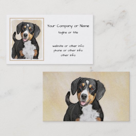 Entlebucher Mountain Dog schilderen - Originele ku Visitekaartje (Voorkant / Achterkant)