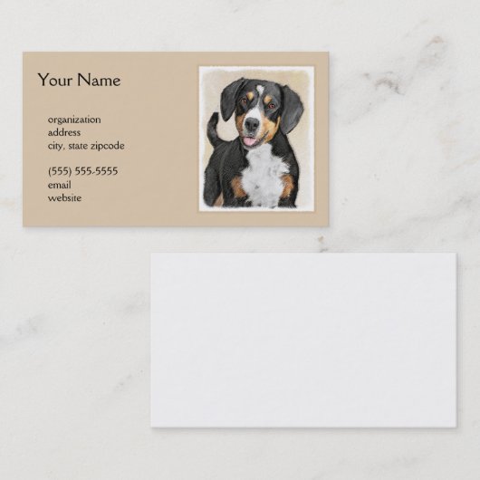 Entlebucher Mountain Dog schilderen - Originele ku Visitekaartje (Voorkant / Achterkant)