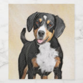 Entlebucher Mountain Dog schilderen - Originele ku Wijn Etiket (Enkel label)