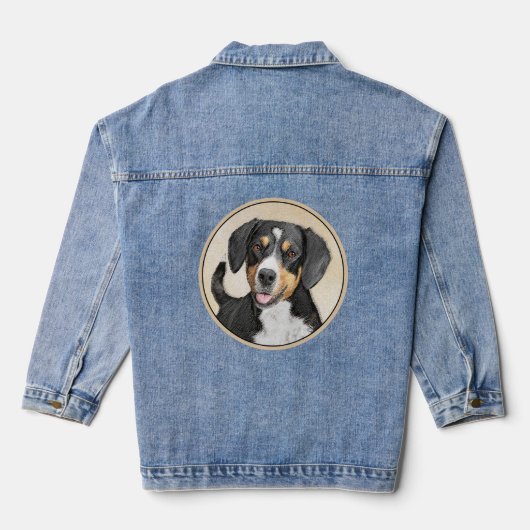 Entlebucher Mountain Dog schildert originele hondk Denim Jacket (Achterkant)
