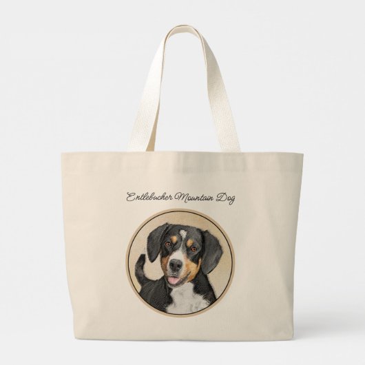 Entlebucher Mountain Dog schildert originele hondk Grote Tote Bag (Achterkant)