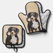 Entlebucher Mountain Dog schildert originele hondk Ovenwant & Pannenlap Set (Voorkant / Achterkant)