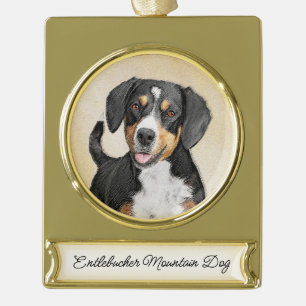 Entlebucher Mountain Dog schildert originele hondk Verguld Banner Ornament
