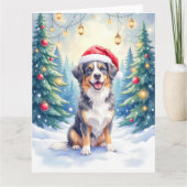 Entlebucher Mountain Dog Snowy Forest Santa Kaart (Voorkant)