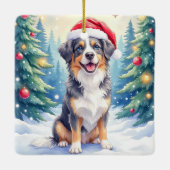 Entlebucher Mountain Dog Snowy Forest Santa Keramisch Ornament (Achterkant)