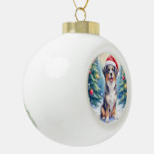 Entlebucher Mountain Dog Snowy Forest Santa Keramische Bal Ornament (Links)