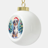 Entlebucher Mountain Dog Snowy Forest Santa Keramische Bal Ornament (Rechts)