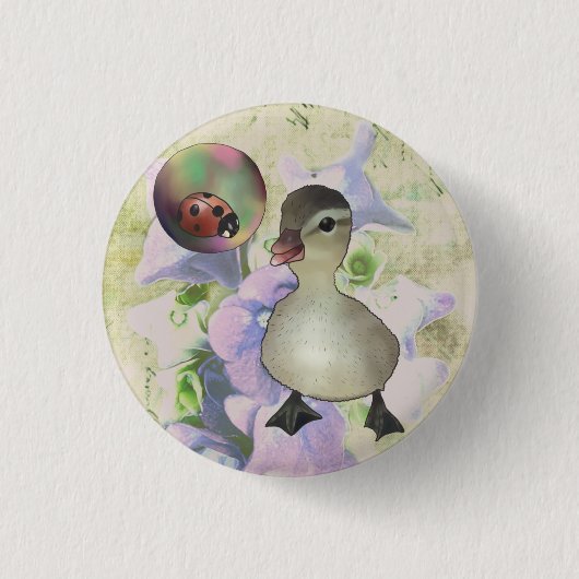Entlein mit Seifenblase Ronde Button 3,2 Cm (Voorkant)