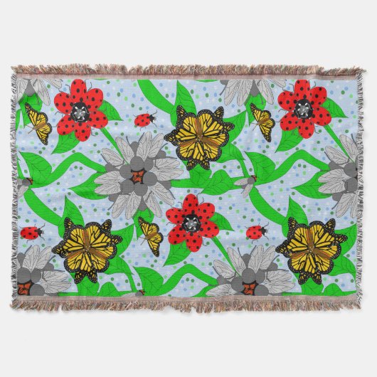 Entomologen Bouquet Throw Blanket Deken (Voorkant)