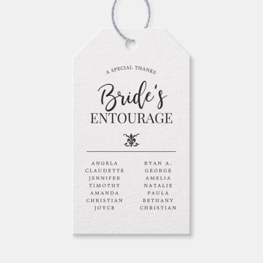 entourage van de bruid | Bruidsmeisjes Bedankt Cadeaulabel (Voorkant)