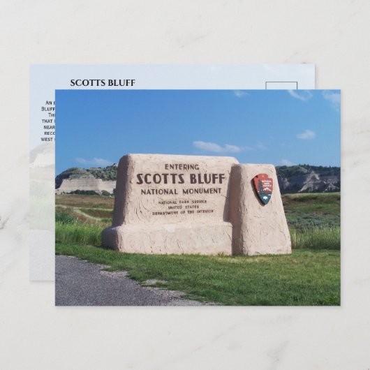 Entrance Sign, Scotts Bluff National Monument, NE Briefkaart (Voorkant / Achterkant)