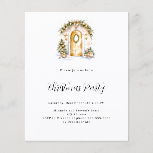 Entree groen goud Kerstfeest uitnodiging (Voorkant)