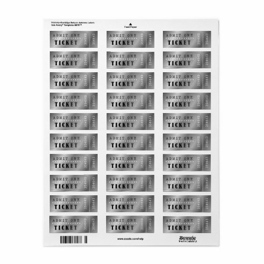 Entrence Entreatment Ticket Show Silver Etiket (Full Sheet)