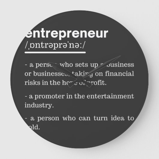Entrepreneur Definition Funny Business Owner Gift Grote Klok (Voorkant)