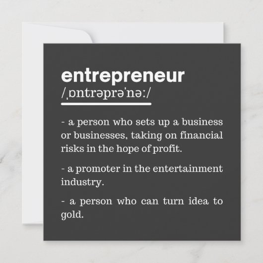 Entrepreneur Definition Funny Business Owner Gift Kaart (Voorkant)