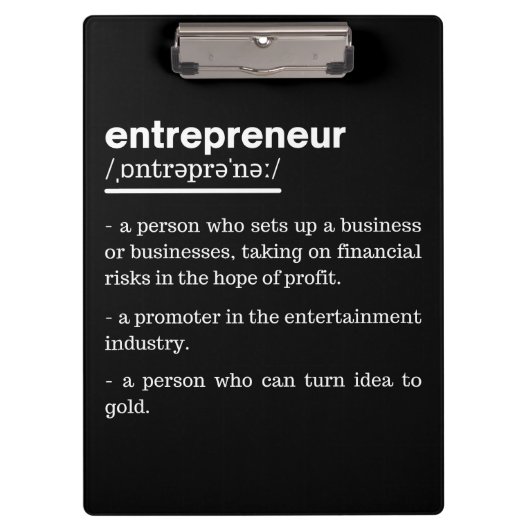 Entrepreneur Definition Funny Business Owner Gift Klembord (Voorkant)