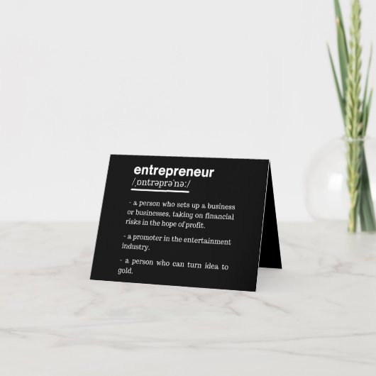 Entrepreneur Definition Funny Business Owner Gift Notitiekaartje (Voorkant)