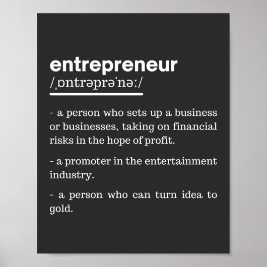 Entrepreneur Definition Funny Business Owner Gift Poster (Voorkant)