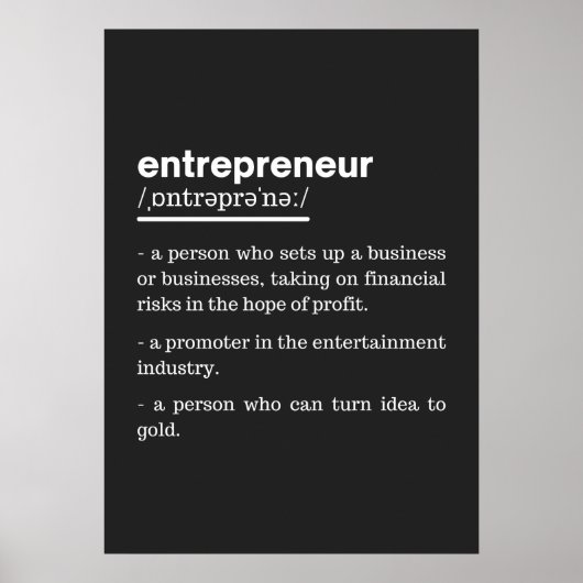 Entrepreneur Definition Funny Business Owner Gift Poster (Voorkant)