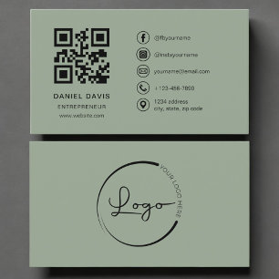 Entrepreneur Sage Green Logo QR Code Visitekaartje
