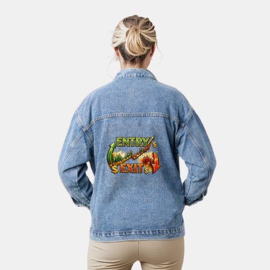 Entry Exit Trading Strategy Graphic Women’s Denim Denim Jacket (Model)