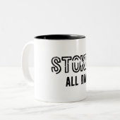 Entusiast de hele dag tweekleurige koffiemok (Voorkant links)