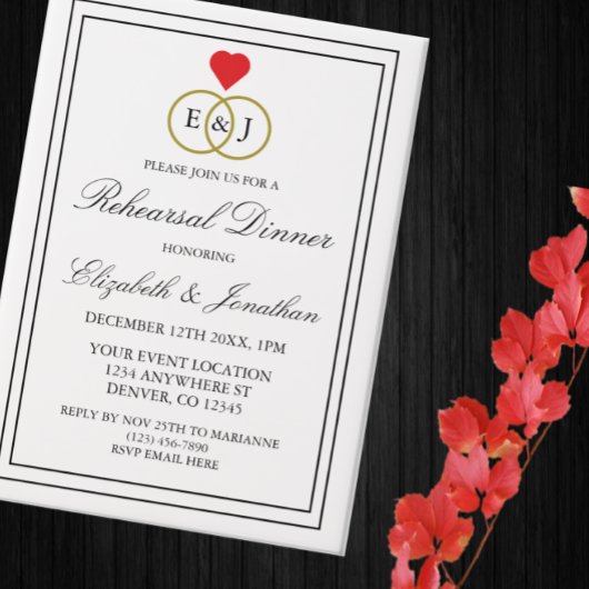 Entwind Rings Rehearsal Dinner Vellum Uitnodigingen
