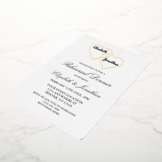 Entwined Hearts Rehearsal Dinner Folie Uitnodiging (Gedraaid)