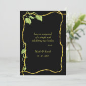 Entwining Vine Noir P Invitation Kaart (Staand voorkant)