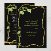 Entwining Vine Noir P Invitation Kaart (Voorkant / Achterkant)