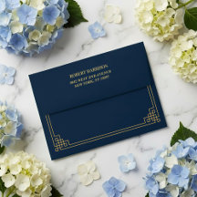 Envelop Chic Elegant Navy en Goud 80e Verjaardag