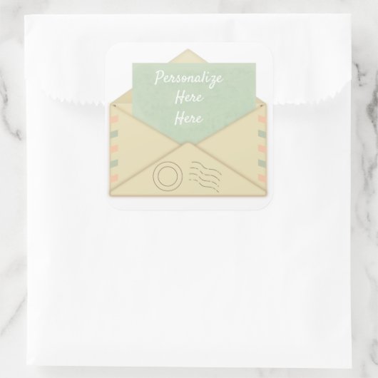 envelop en briefaankondiging vierkante sticker (Tas)