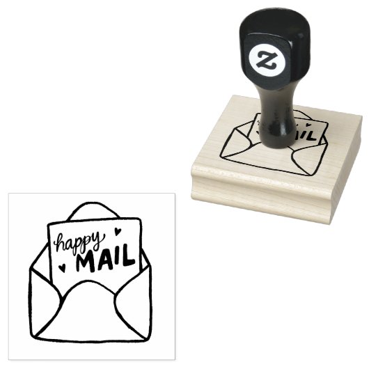 Envelop Happy Mail postzegel Rubberstempel (Gestempeld)