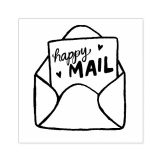 Envelop Happy Mail postzegel Rubberstempel
