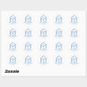 Envelop Hart Blauw Franse Stijl Trouwdatum Ronde Sticker (Vel)