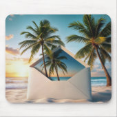 Envelop in strandzand met palmbomen muismat (Voorkant)